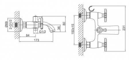 Смеситель для ванны с душем D&K Goethe Hessen DA1383241 фото