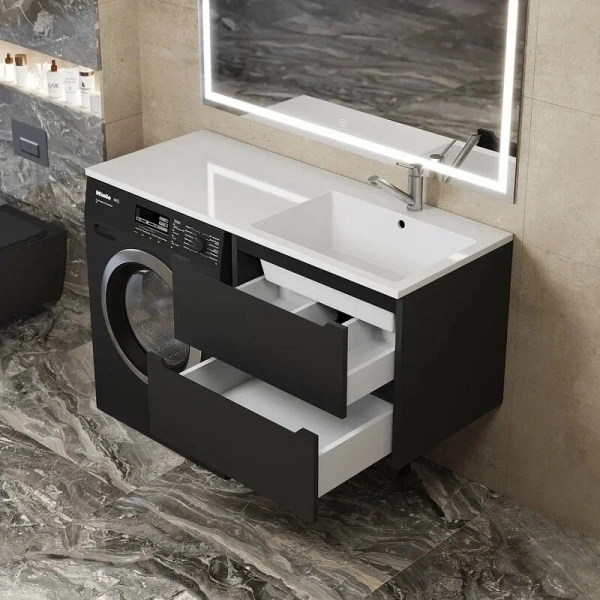 Тумба под стиральную машину Uperwood Tanos 120 TTanosVM60B черная матовая фото