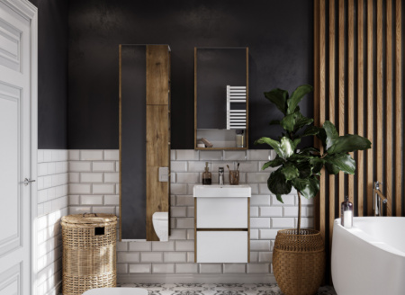 Тумба под раковину Акватон Сканди 45 1A251601SDZ90 белый/дуб рустикальный фото