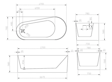 Ванна акриловая Abber AB9496-1.7 L 170x78 фото