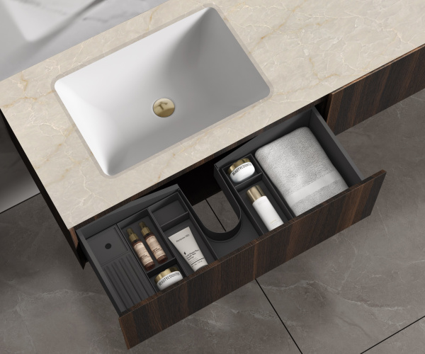 Тумба под раковину Vincea Luxe 140 VMC-4LX140WN шпон натуральный орех фото