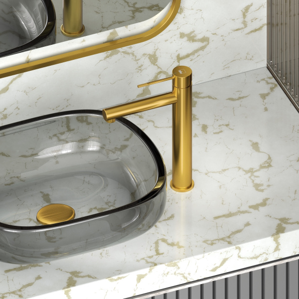 Высокий смеситель для раковины Timo Saona 2311/20F Золото шлифованное фото