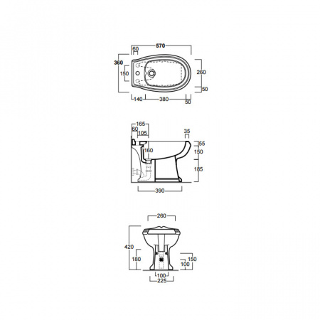 Биде напольное Simas Arcade AR833bi*3 без ободка фото