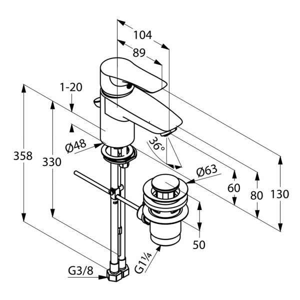 Смеситель для раковины Kludi Tercio 384810575 фото