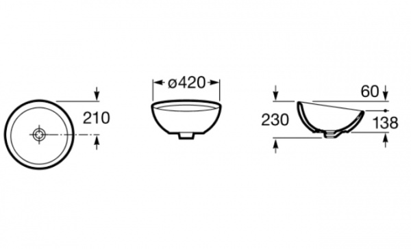 Накладная раковина - чаша Roca Bol 7327876000 (32787600N) 42 см фото