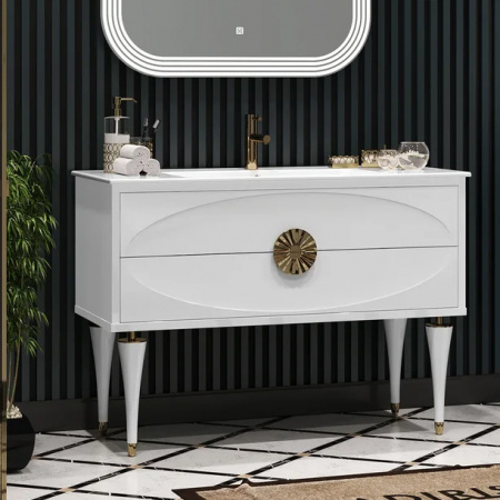 Тумба под раковину Smile Ибица 120 Z0000013923 белый/золото фото