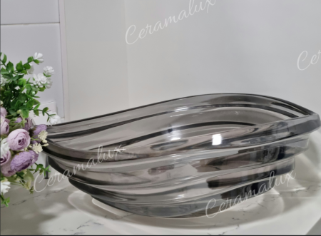 Накладная раковина из стекла CeramaLux GL50G 50x36 графит фото
