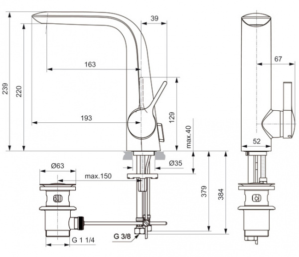 Смеситель для раковины Ideal Standard Melange A6041AA фото