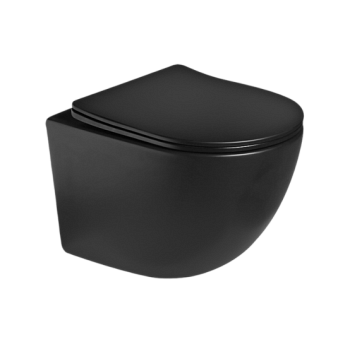 Подвесной унитаз со смывом торнадо SantiLine SL-5005T-MB черный матовый фото