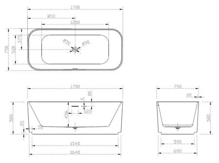 Ванна акриловая Abber AB9363-1.7 170x75 фото