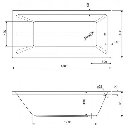Акриловая ванна Cezares Plane Solo PLANE SOLO-180-80-49 180x80 фото