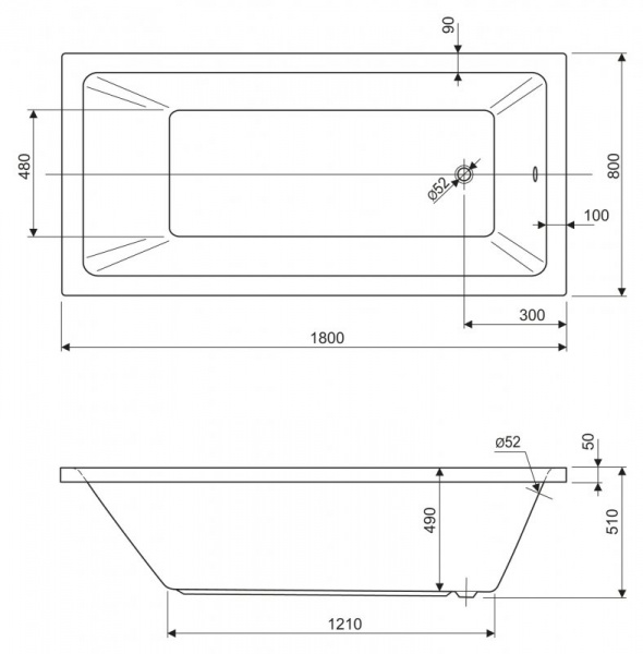 Акриловая ванна Cezares Plane Solo PLANE SOLO-180-80-49 180x80 фото