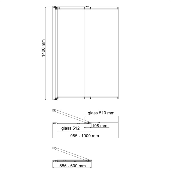 Стеклянная шторка на ванну WasserKRAFT Dill 61S02-100 WasserSchutz Fixed черная фото