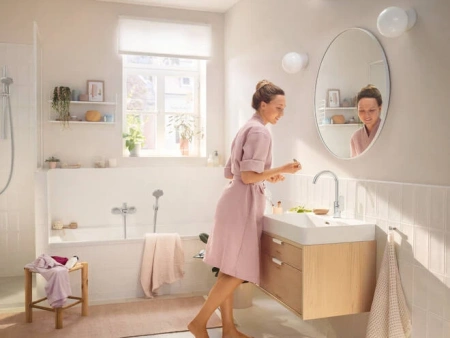 Высокий смеситель для раковины с донным клапаном Hansgrohe Rebris S 72536000 хром фото