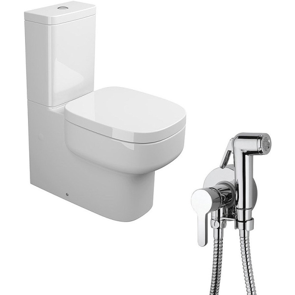 Комплект унитаза компакт с гигиеническим душем Sanitana Be You NC222661aosta с бачком и сиденьем Микролифт фото