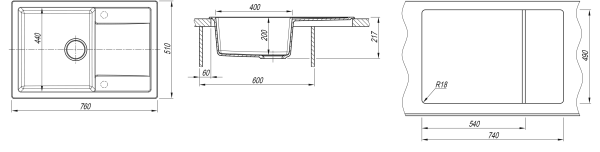 Кухонная мойка ТЕХНО 760 Dr. Gans 25.030.D0760 чёрный фото