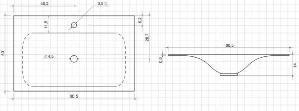 Раковина Vincea Fine VCB-1F800W 80 см фото