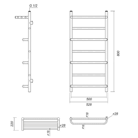 Полотенцесушитель водяной Domoterm Орфей Орфей сп П7 500x700 АБР фото