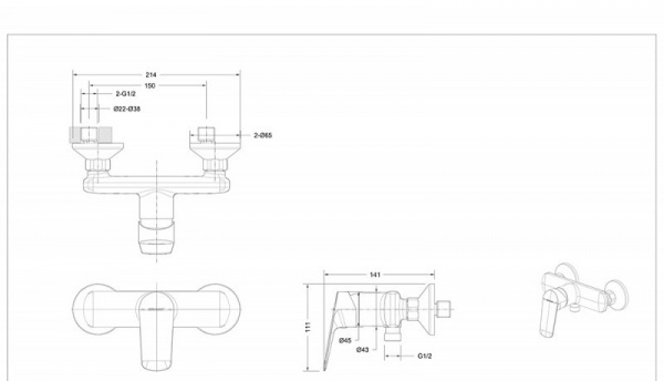 Смеситель для душа Bravat Rhein F9429564CP-01-ENG фото