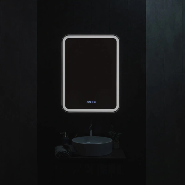 Зеркальный шкаф с подсветкой, подогревом и часами Aquame Фиджи AQM9204 левый, антрацит фото