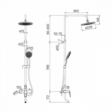 Душевая система (стойка) Iddis Male MALSB3Fi06 фото