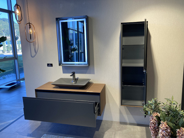 Тумба с накладной раковиной Orka Craft 80 5003987 орех/антрацит фото