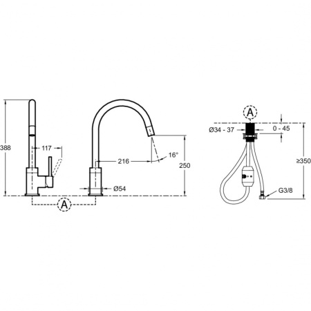 Смеситель для кухни Jacob Delafon Edouard E23308-CP с выдвижным изливом фото