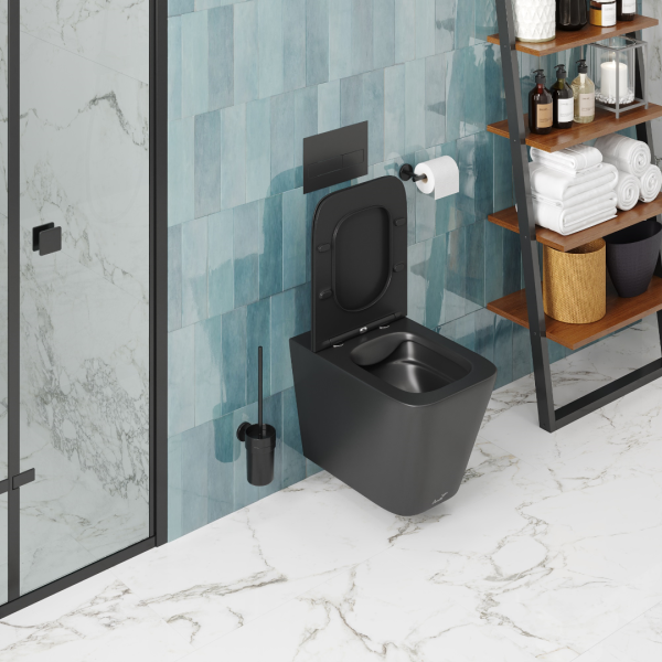 Унитаз подвесной безободковый Cerutti SPA Maiella Aria CT9163 с сиденьем, черный матовый фото