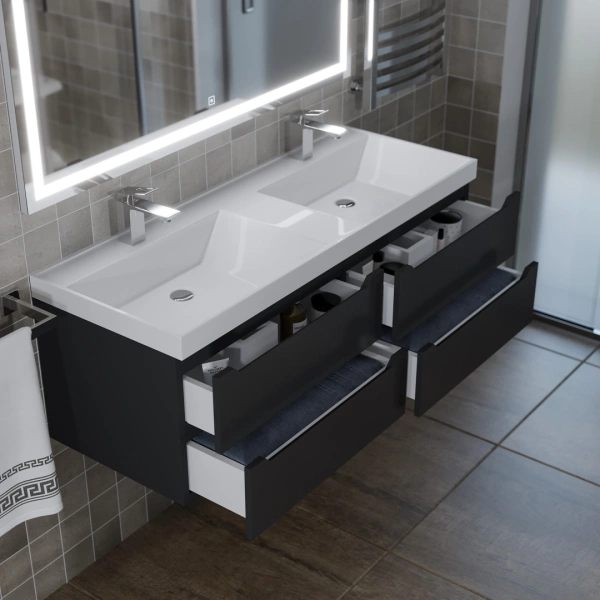 Тумба под двойную раковину Uperwood Tanos 120 2910203302 черная матовая фото