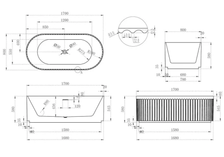 Ванна акриловая Abber AB9410-1.7 170x80 фото