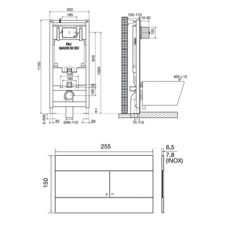 Инсталляция для подвесного унитаза Oli 80 300572mSl00 с клавишей хром глянцевый фото