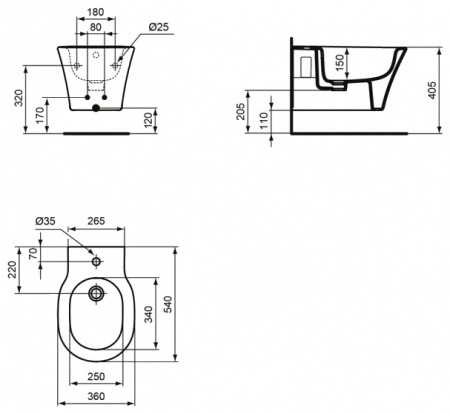 Биде подвесное Ideal Standard Connect Air AquaBlade E026601 фото