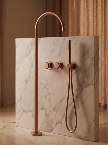 Напольный смеситель для ванны и душа AltroBagno Рикко (Ricco) ALTROBAGNORicco020208BC матовая медь фото