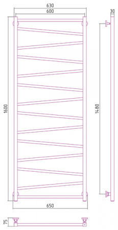 Полотенцесушитель водяной Сунержа Сирокко 160х60 00-0253-1660, хром фото