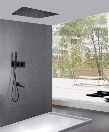 Душевая система скрытого монтажа с термостатом Abber Daheim AF8254B черная матовая фото