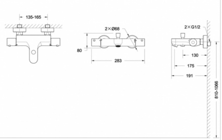 Термостатический смеситель для ванны с душем Bravat Stream F63984C-01B фото