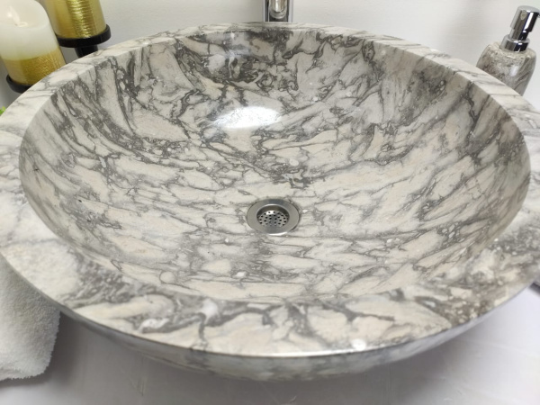 Накладная раковина из мрамора Bowl Grey Doreng Big BM-00022 (45*45*17см) фото