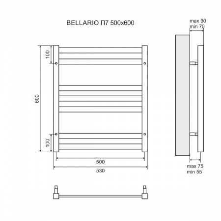 Полотенцесушитель электрический Lemark Bellario LM68607EBL 50x60 фото