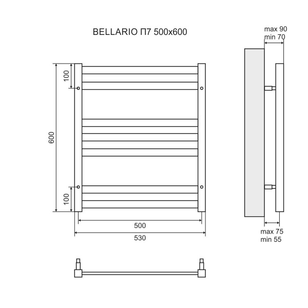 Полотенцесушитель электрический Lemark Bellario LM68607EBL 50x60 фото