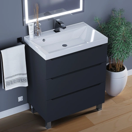 Тумба под раковину напольная Uperwood Tanos 70 291020333 черная матовая фото