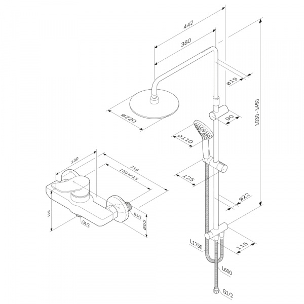 Набор для ванной комнаты 2 в 1 AM.PM X-Joy F42885A24 фото