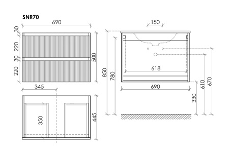 Тумба под раковину Sancos Snob R SNR70CE Beige Soft фото
