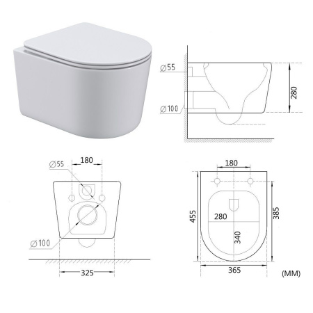 Унитаз подвесной безободковый Art&Max Bolzano AM001CHR/SC с сиденьем фото