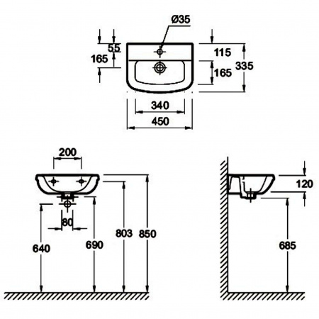 Рукомойник Jacob Delafon Panache E1439 46 см фото