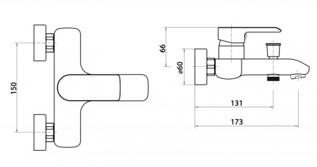Смеситель для ванны с душем Cezares Amalfa AMALFA-VM-01 фото