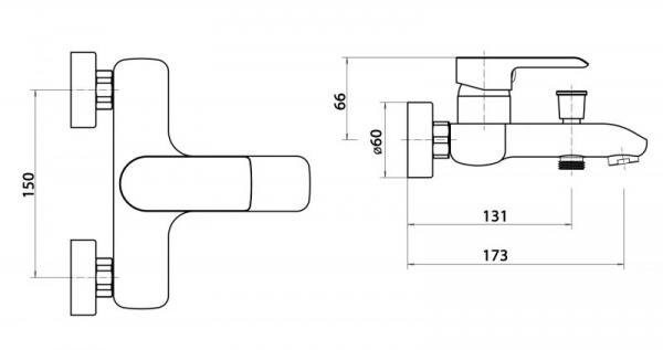 Смеситель для ванны с душем с ручным душем Cezares Amalfa AMALFA-VDM-01-Cr фото