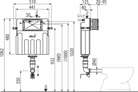 Бачок скрытого монтажа AlcaPlast Basicmodul AM112 фото