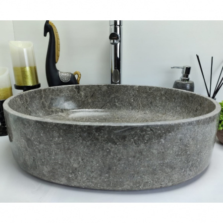 Раковина из мрамора Indo Oval Grey Tin Lip MO-00351 фото