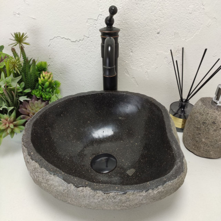 Накладная раковина из речного камня RS01447 (37*35*15) фото