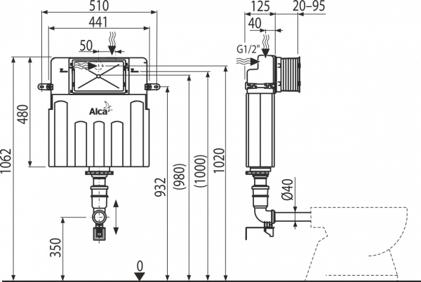 Бачок скрытого монтажа AlcaPlast Basicmodul AM112 фото